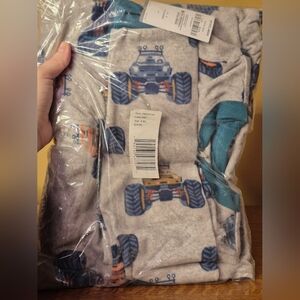 Carter's Gray Fleece Pajama Set with Blue Monster Truck Print Kid